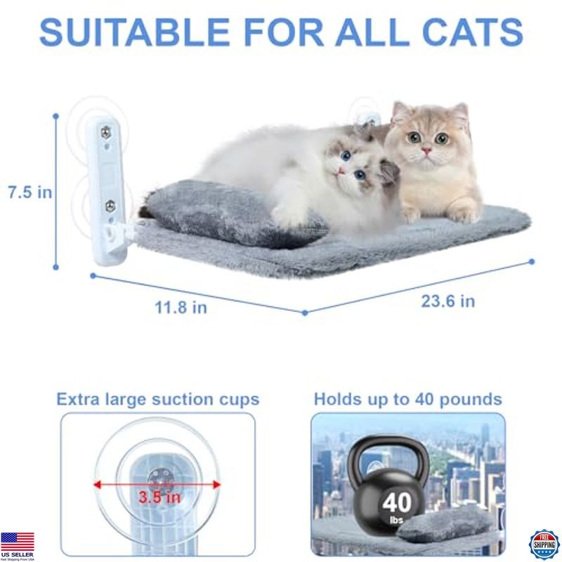 Cozy 2-Pack Cat Window Perch - Foldable Hammock Bed with Pillow & Sturdy Frame