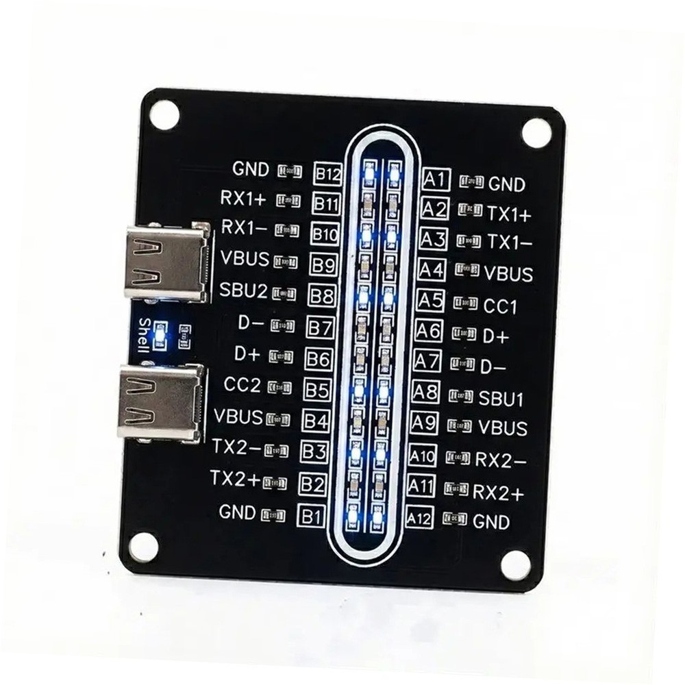Black USB-C Cable Testing Module for Short Circuit and Open Line Check