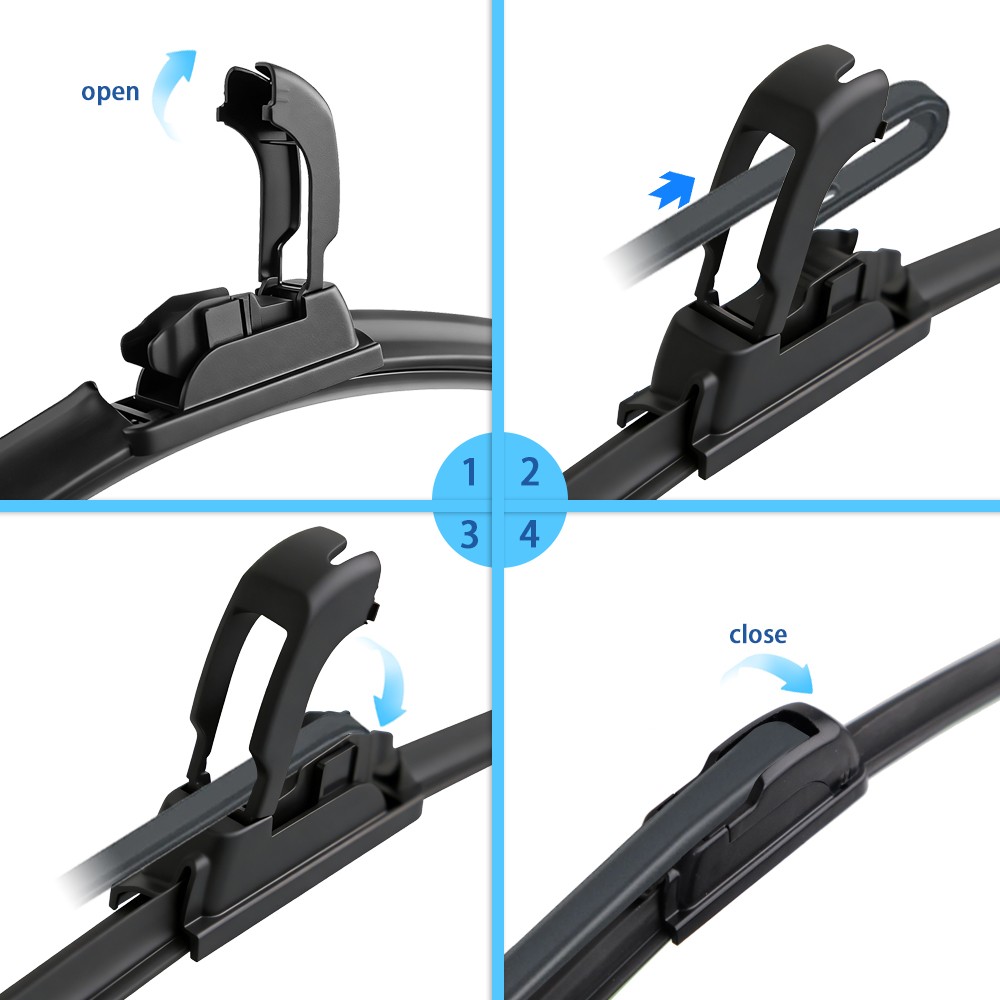 24" & 19" Front Windshield Wiper Blades J-HOOK Bracketless OEM Quality Jointless