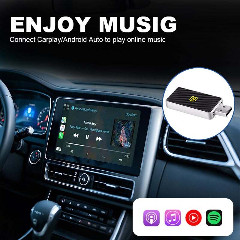 USB Wireless CarPlay Adapter for Apple iPhone &Android Auto Dongle Plug＆Play