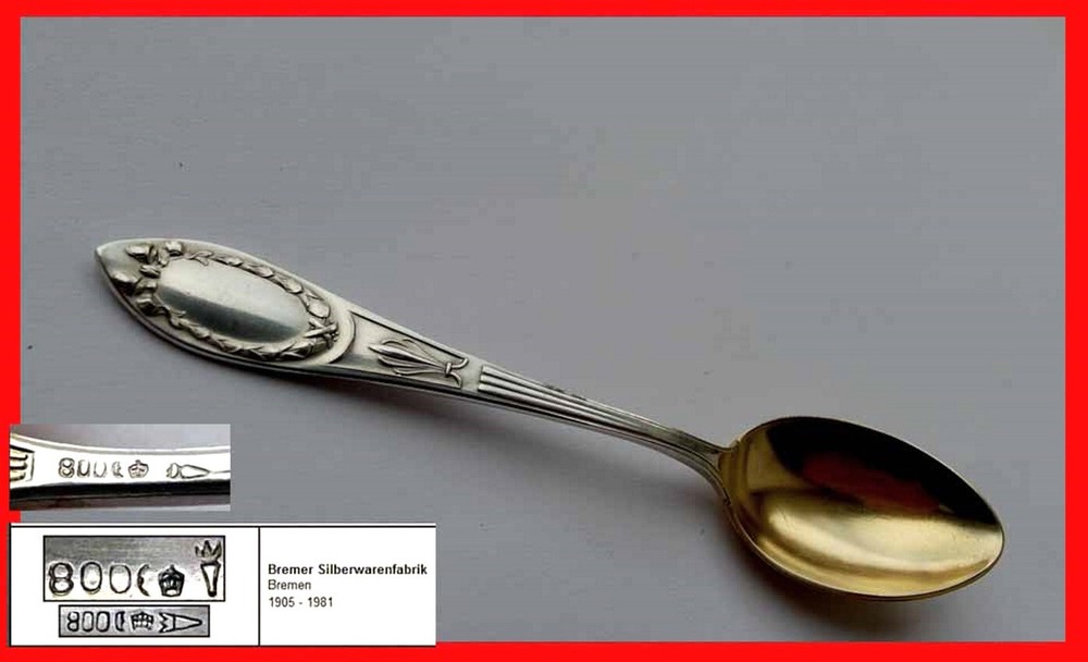 1. 3. Empire Spoon, Bremer Silverware Factory, 800 Silver E362