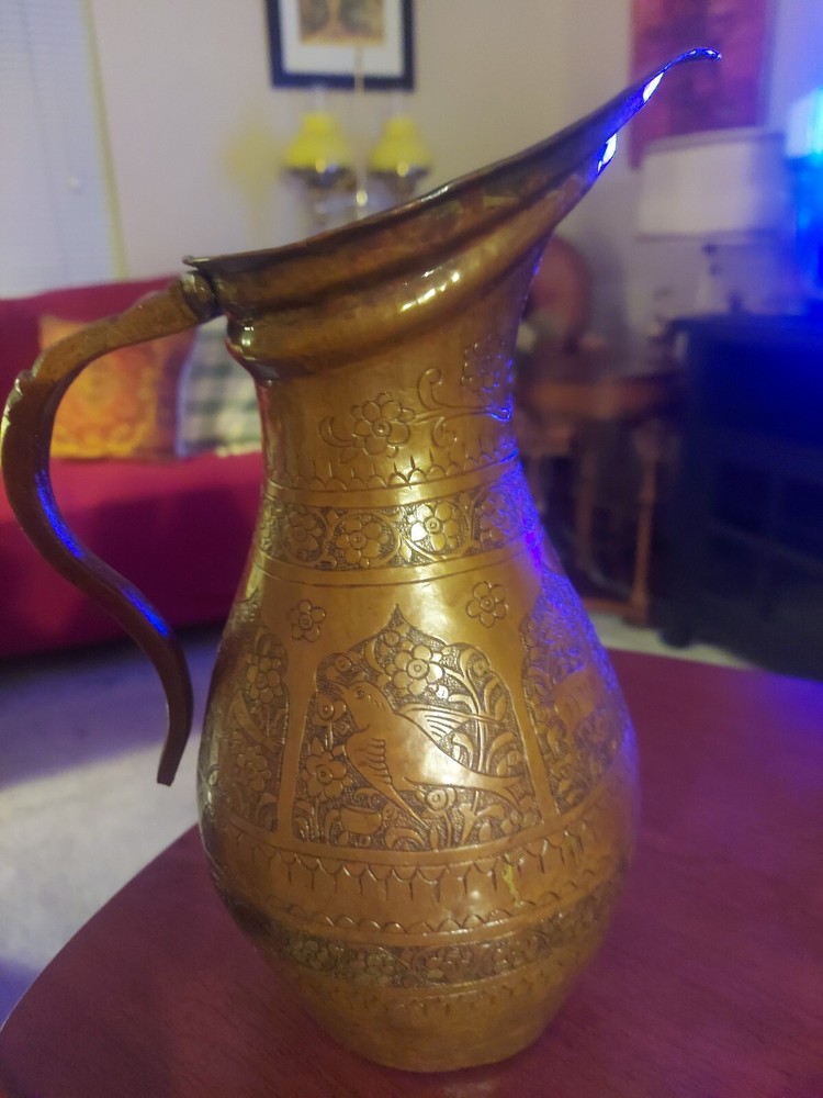 Vintage Antique Middle Eastern Copper Water Pitcher