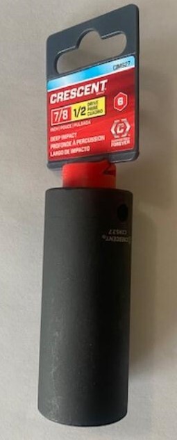 Crescent CIMS27 1/2" Drive x 7/8" SAE 6 Point Deep Impact Socket