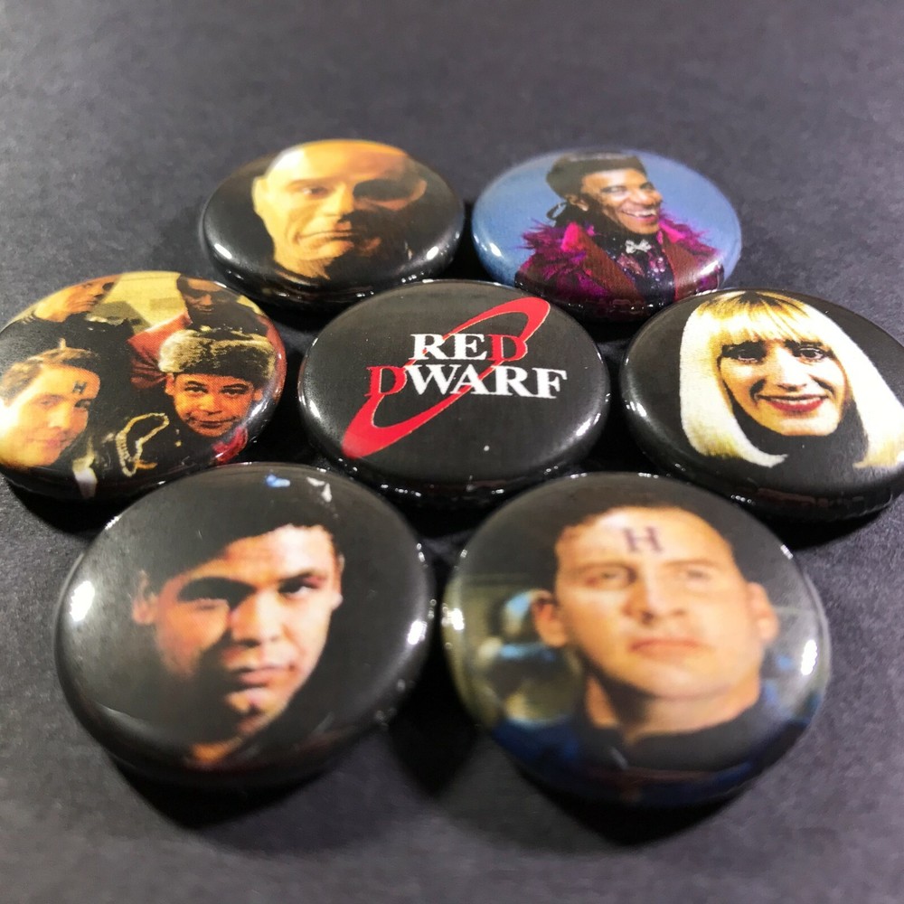 Red Dwarf 1" Button Pin Set (7 Pins Total) British Comedy Space Sci-Fi