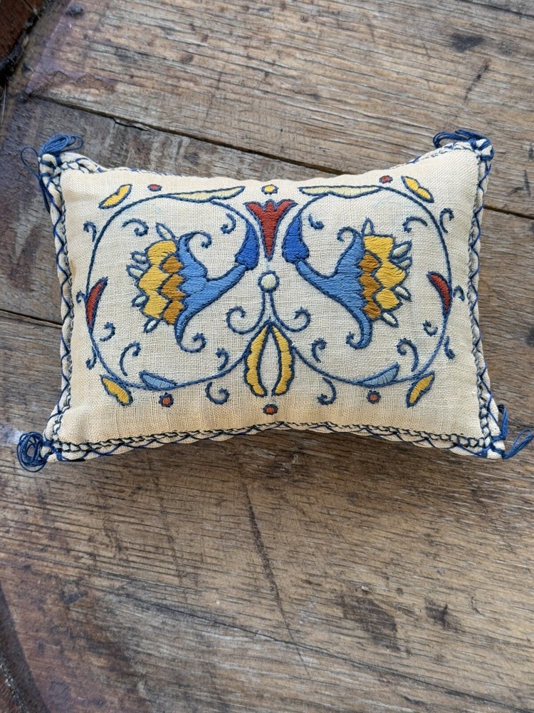 Antique Crewel Work Pin Cushion