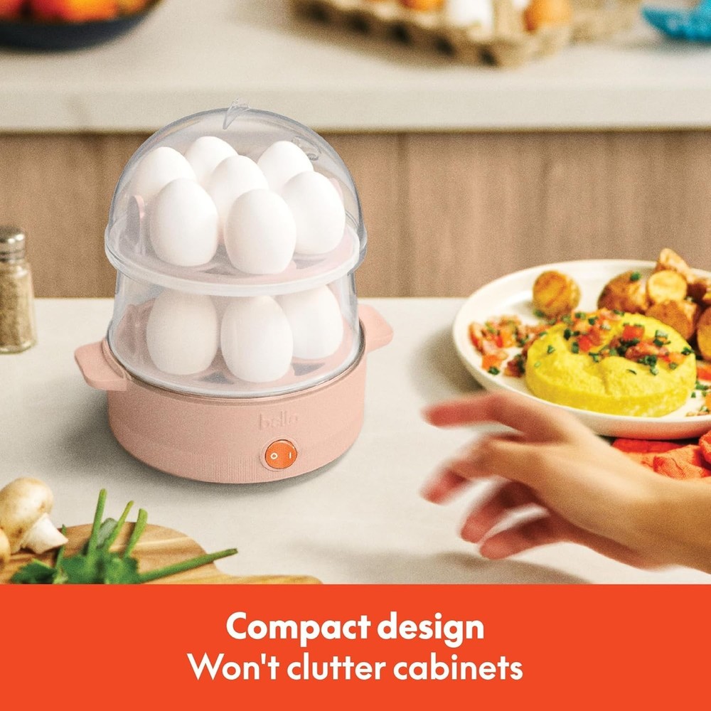 Electric Egg Cooker 14 Eggs Capacity Tray Double Stack Poached Scrambled Hard