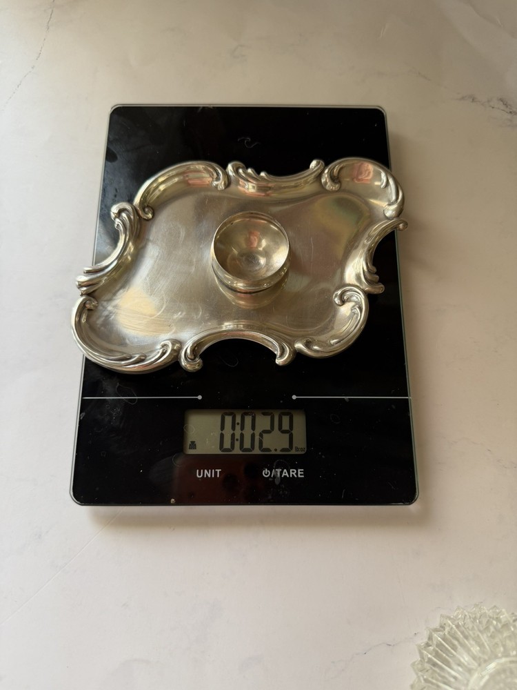 ANTIQUE STERLING SILVER INKSTAND ROCOCO c.1900