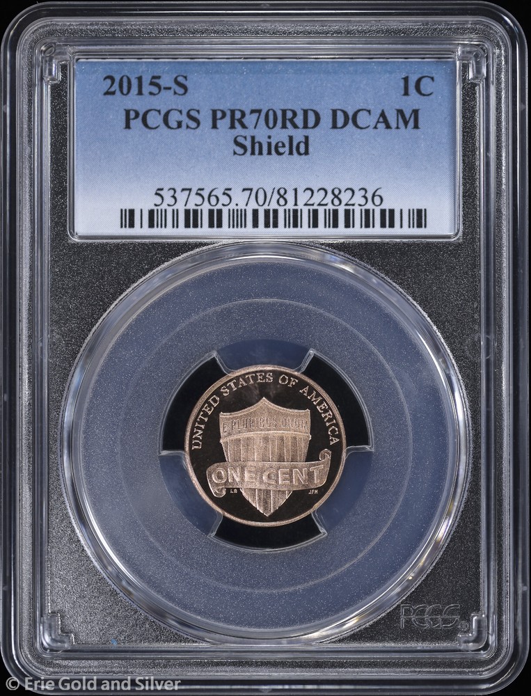 2015-S 1c Proof Lincoln Shield Cent PCGS PR 70 RD DCAM