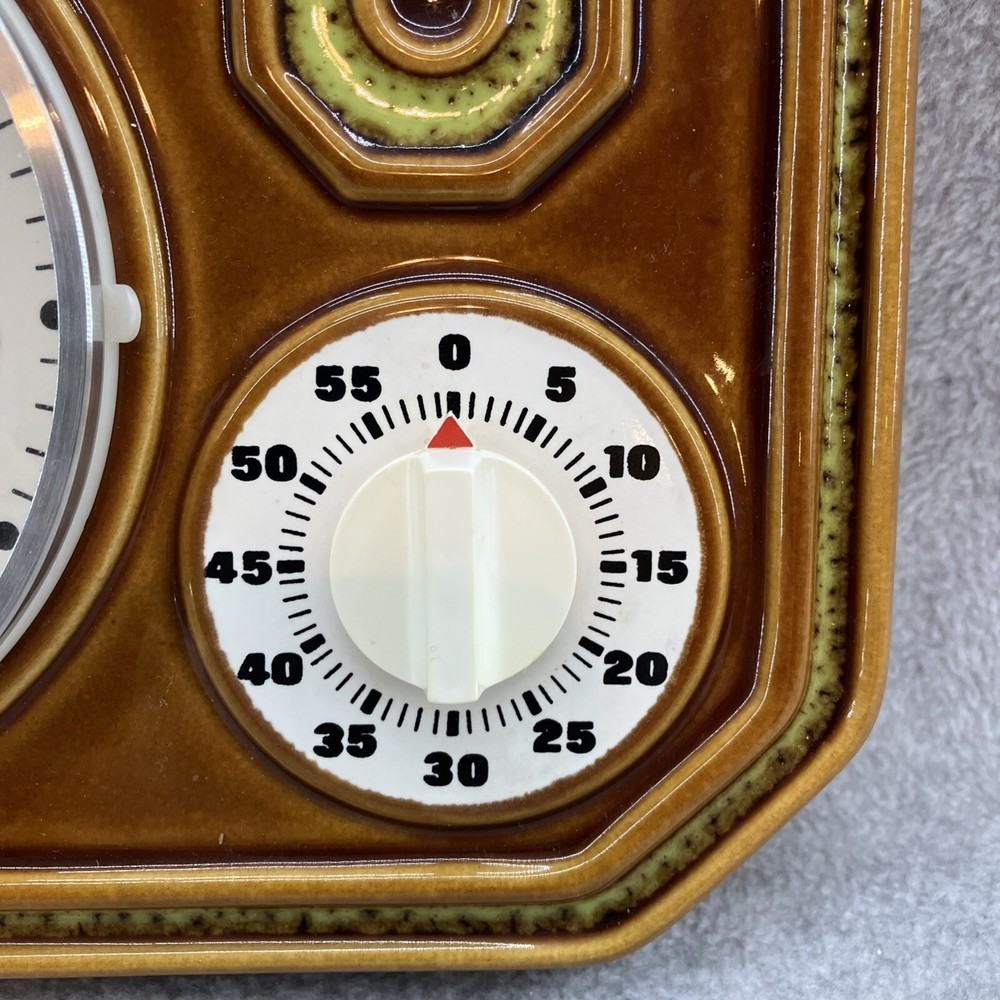 CERAMIC Top! Clock Vintage Quartz Kitchen Timer! 1960s Germany Please Read