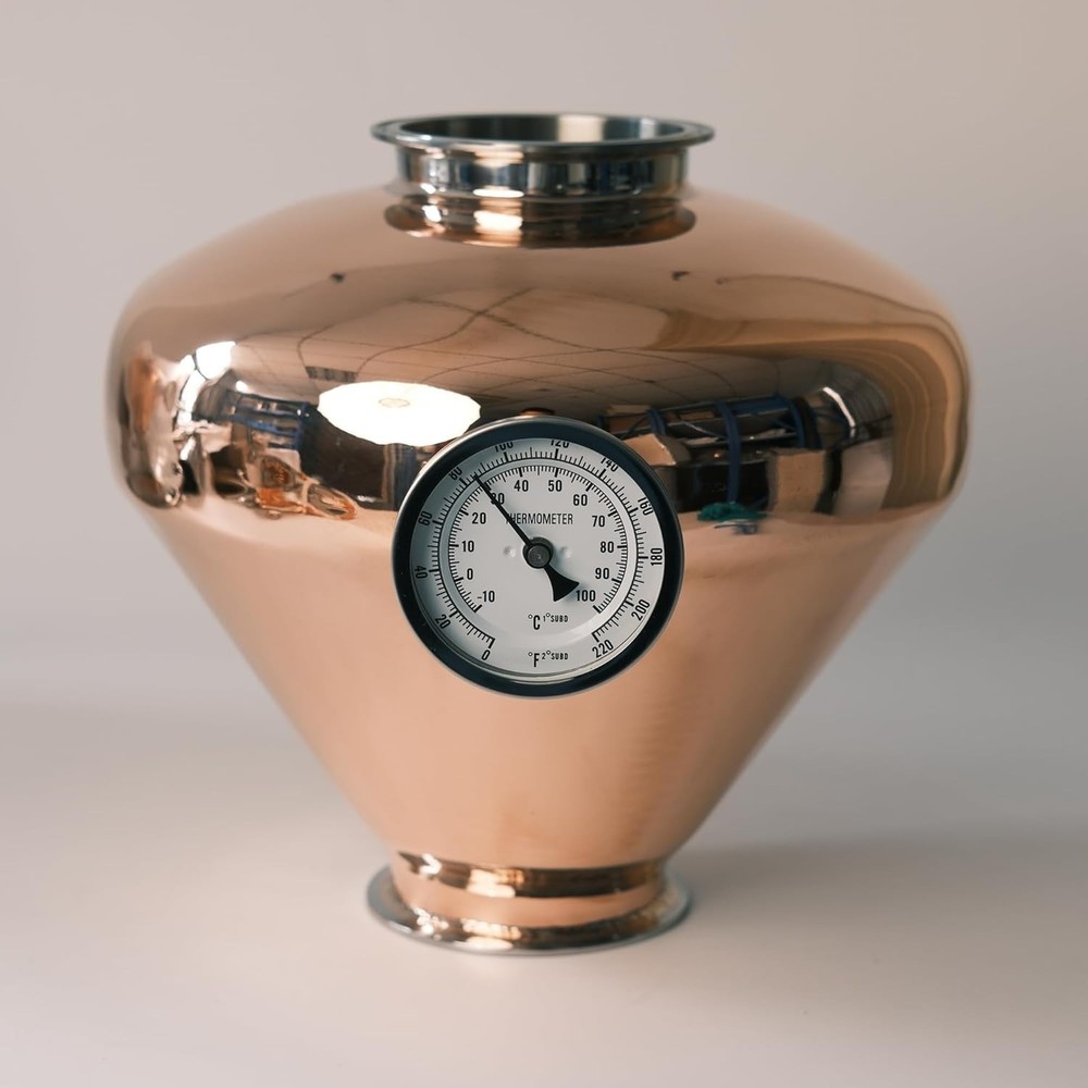 4 inch Tri Clamp Copper Distillation Helmet - Distilling Reflux - w/ Thermometer