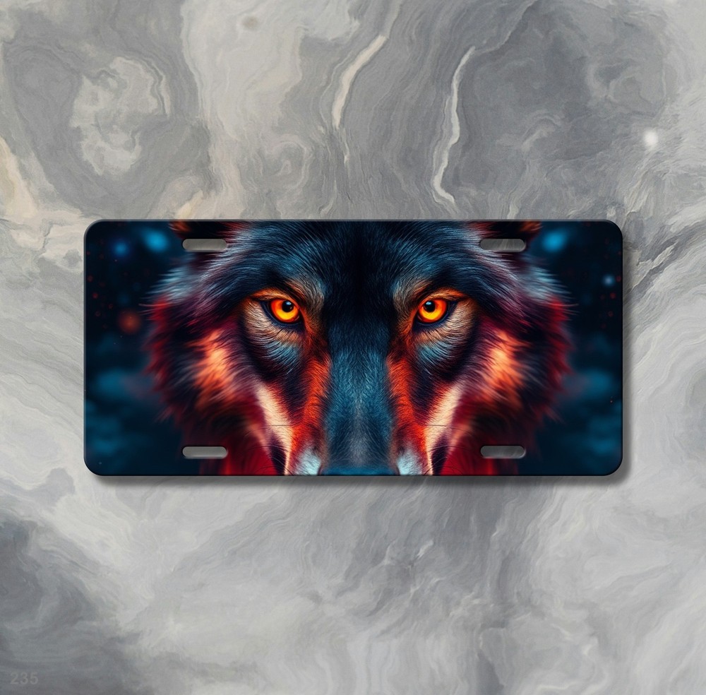 Intense Wolf License Plate Custom Front Plate Anniversary Gift