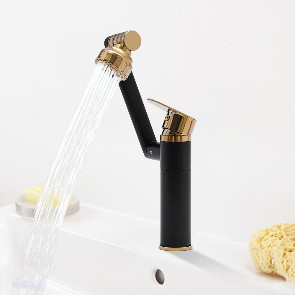 360° Bathroom Sink Faucet Single Handle Waterfall Vanity Basin Mixer 2 Function