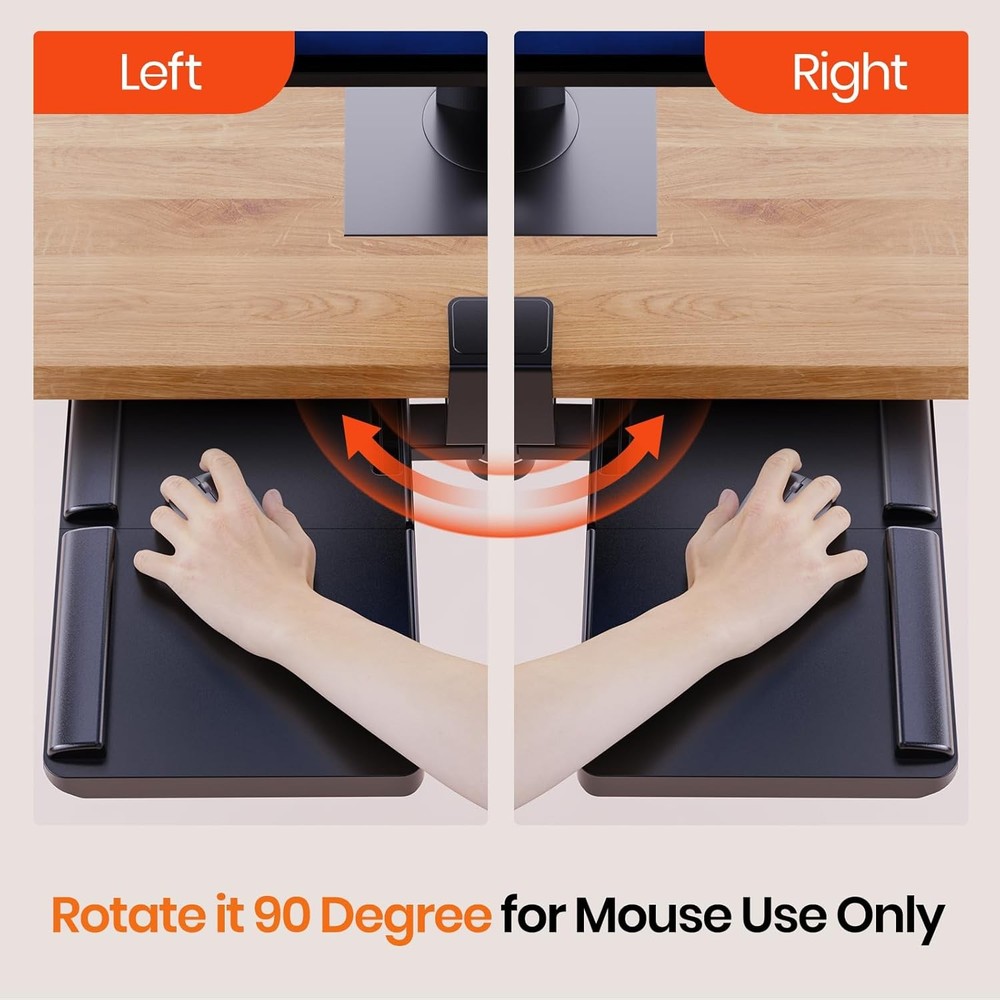 Klearlook Keyboard Tray Under Desk with 360 Rotation Ergonomic Computer