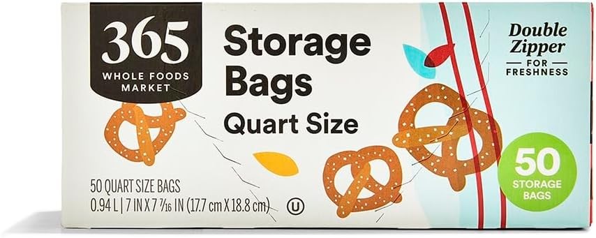, Quart Size Stora Bags, Double Zipper