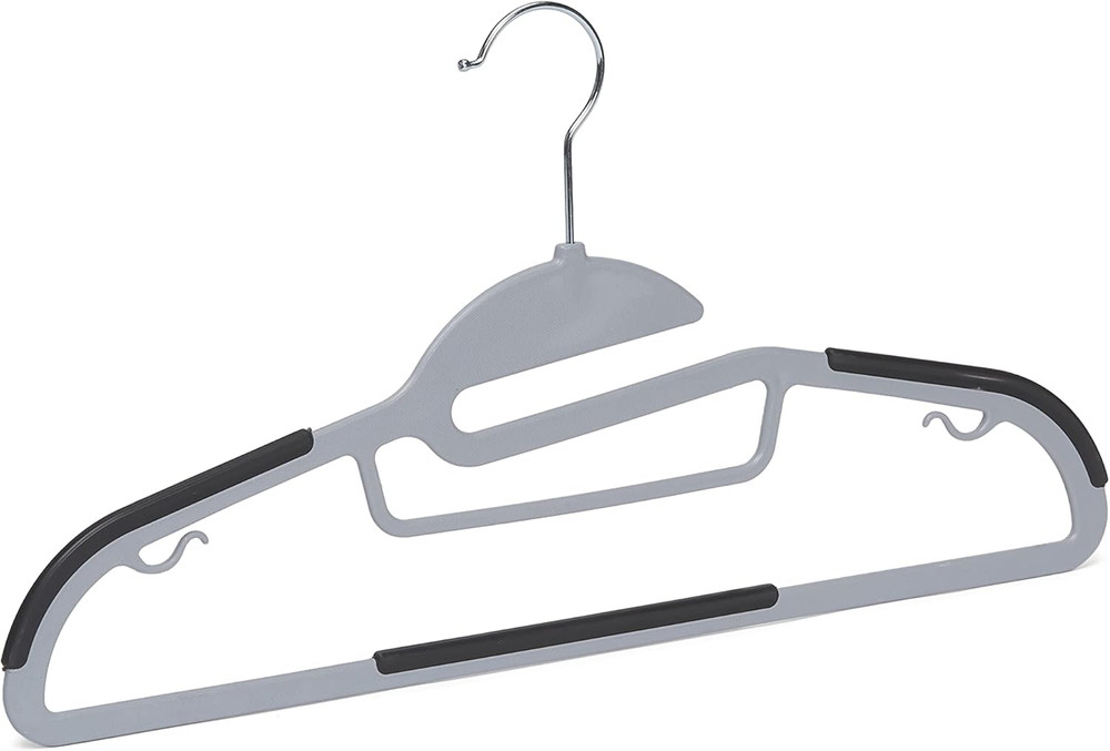 Space Saving Non-Slip Rubber Coated Plastic Hangers with 360° Swivel Hook, Thin,