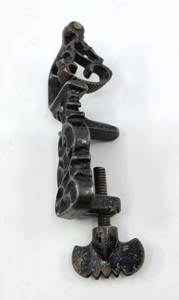 Antique Black Iron Sewing Clamp Holds Fabric Snug