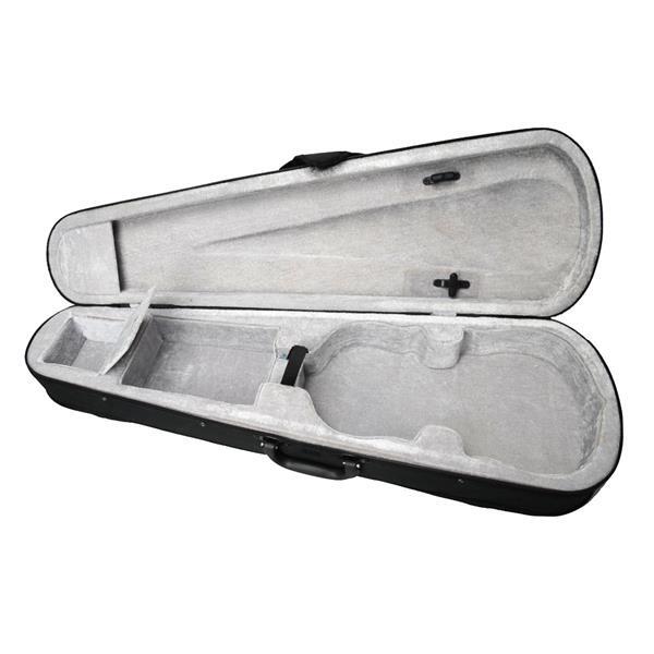 Black Portable Fluff Triangle Shape Case with Silver Gray Lining for 4/4 Violin