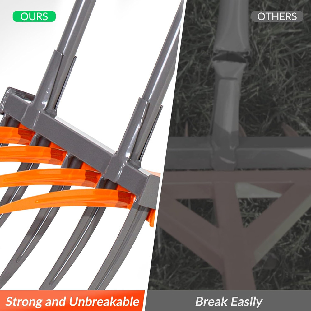 Ergonomic U-Shaped Broadfork Hand Tiller - 9 Tine Spading & Digging Fork NEW