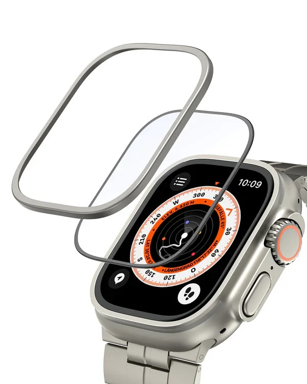 Silver Protective Case & 2 screen protector for Apple Watch 49mm Ultra 3/2/1