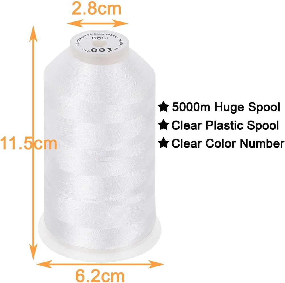 Single Huge Spool 5000M Each Polyester Embroidery Machine Thread 40WT for Com...