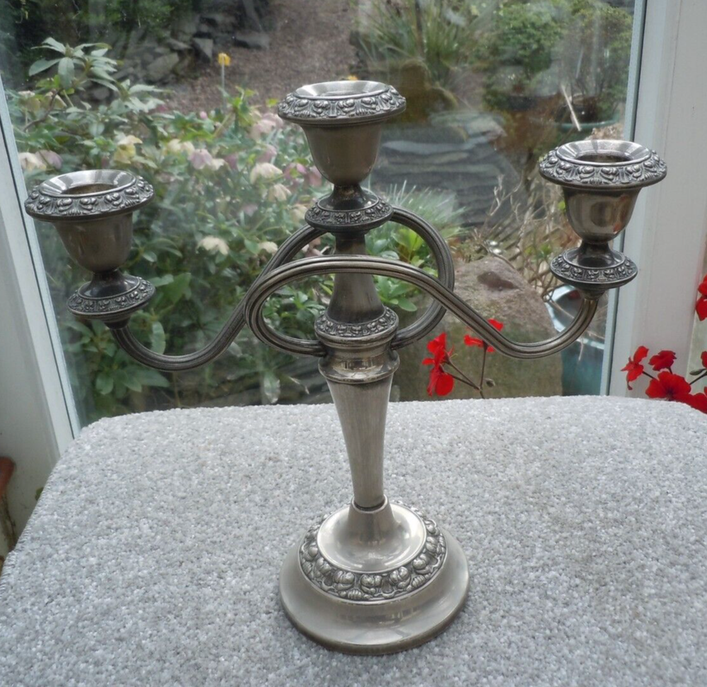 Silver Plated 3 arm Candelabra by Ianthe.