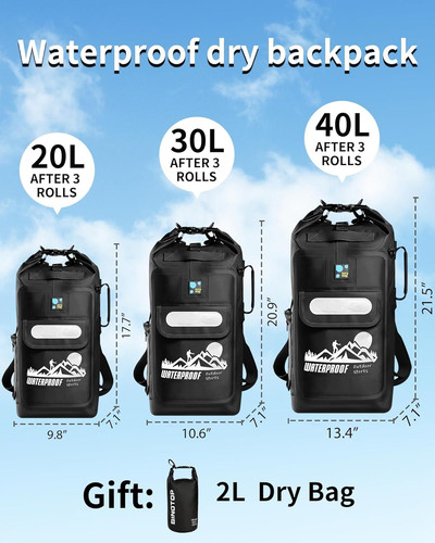 IDRYBAG Dry Bag Backpack 20L, Black