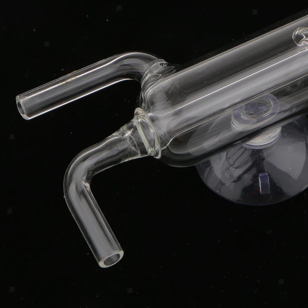 Spiral glass aquarium CO2 diffuser / bubble counter with suction cup