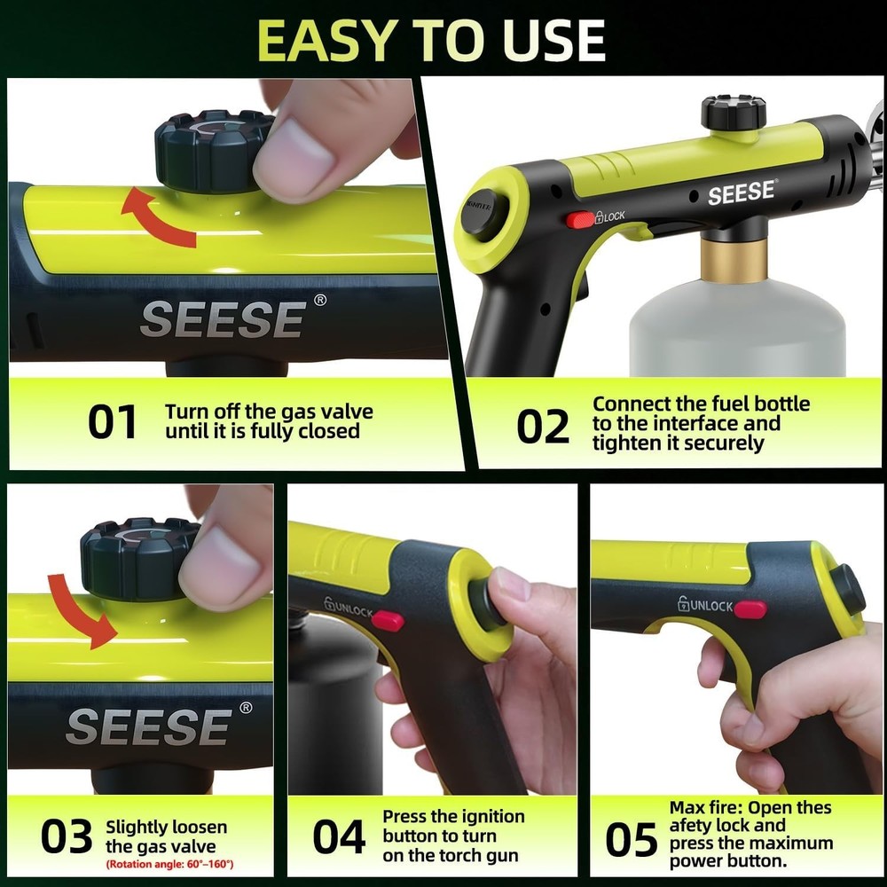 Powerful Propane Torch Gun,Kitchen Cooking Torch With One-Touch Max Fire, Charco