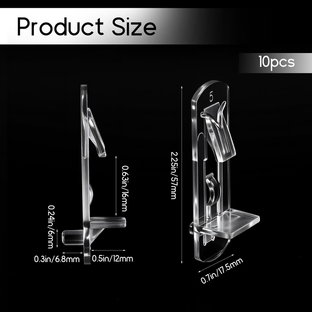 Plastic Locking Shelf Support Pegs 20 PCS 6mm Self-Locking Clear Bracket Pins