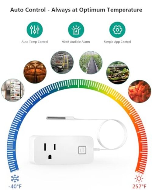 Temperature Controller Reptile Thermostat Outlet, Bluetooth Temp Control Plug