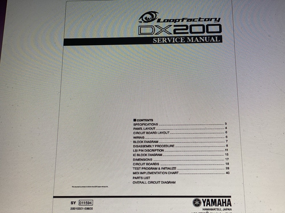 Yamaha Dx200 Service Manual Digital