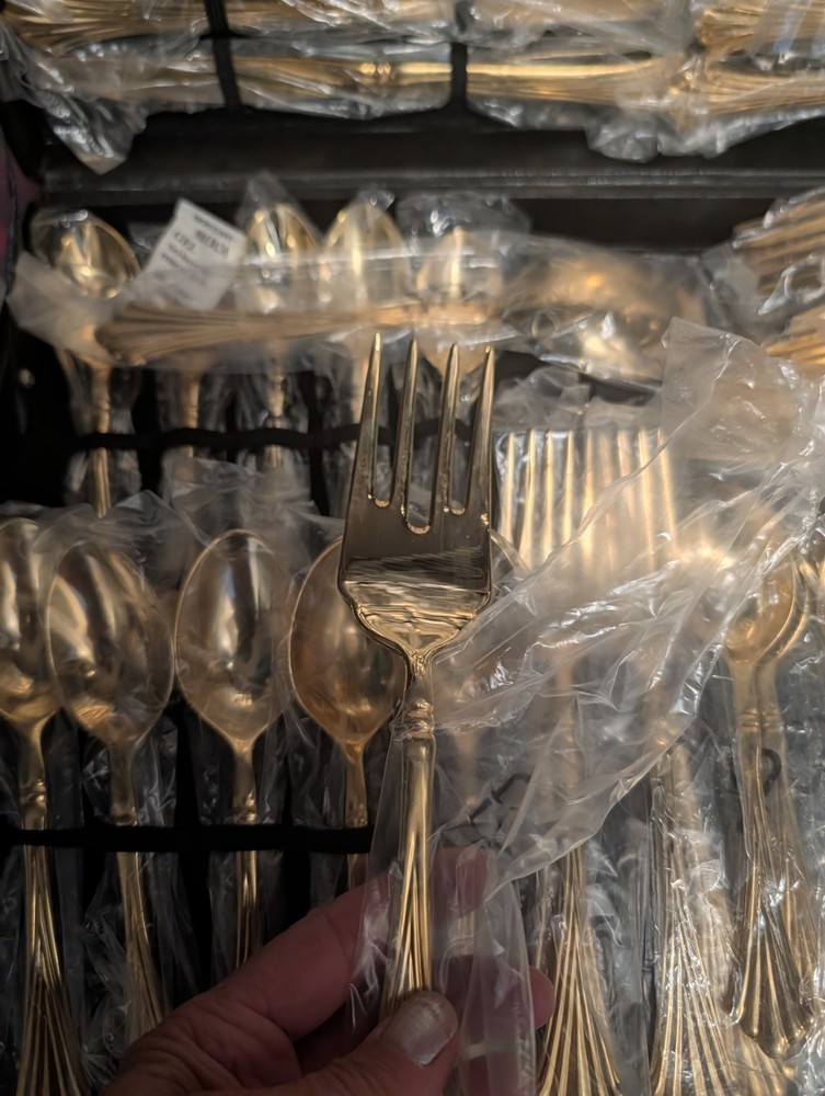 Gold Plated Flatware Set with Fork, Knife, Spoon and Case
