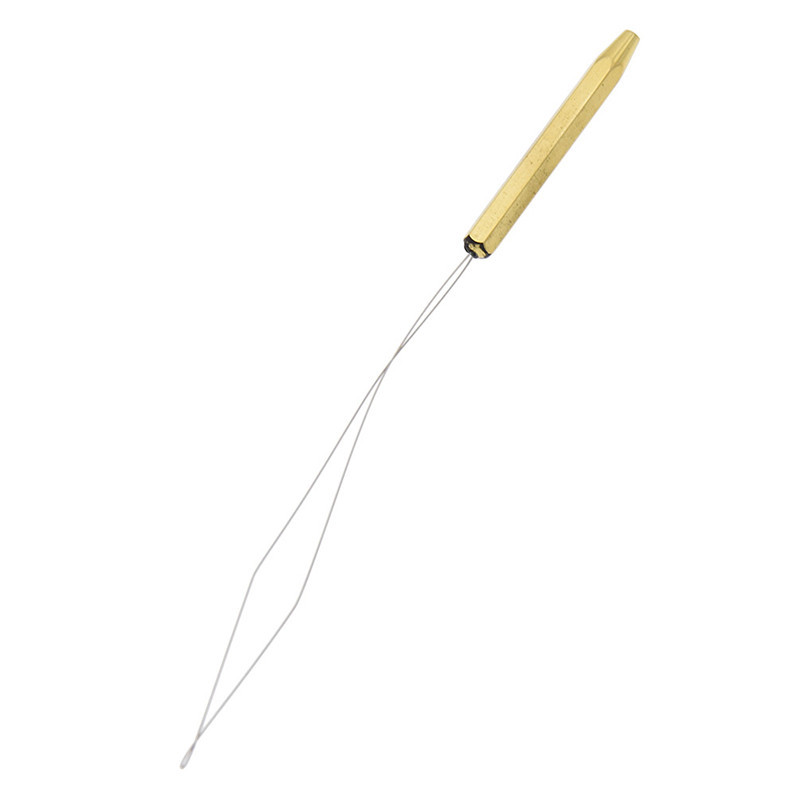 1pc Brass Handle Fly Tying Tool Bobbin Threader Half Hitch Tool Stainless Steel