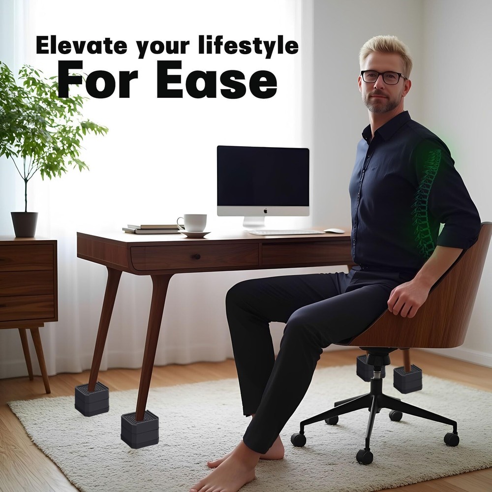 Heavy Duty Bed Furniture Risers Adjustable Rectangular Support Blocks for Bed...