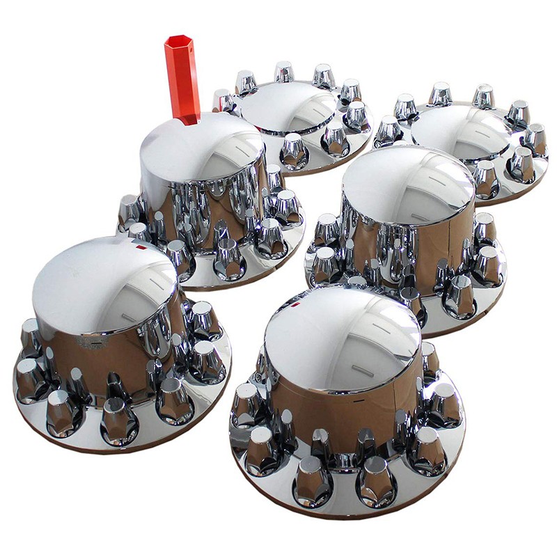 Chromed ABS Plastic Front and Rear Wheel Axle Cover Set with 33mm Lug Nut Covers