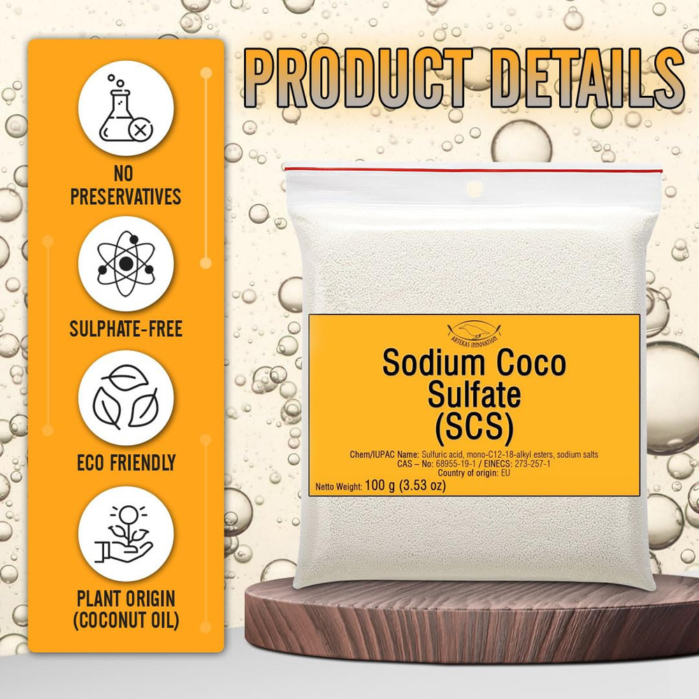 SODIUM COCO SULFATE (SCS) - Fine Granules - Anionic, Foaming Surfactant - for Ho
