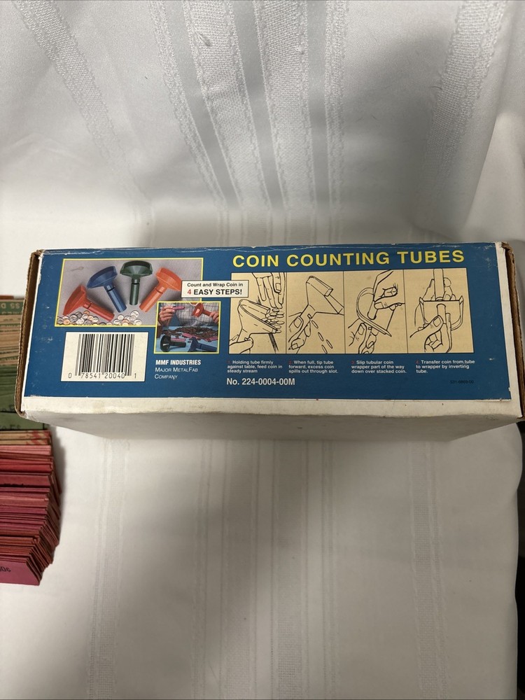 4Pc Coin Counters & Coin Sorters Tubes Bundle 260 Color-Coded Assorted Wrappers