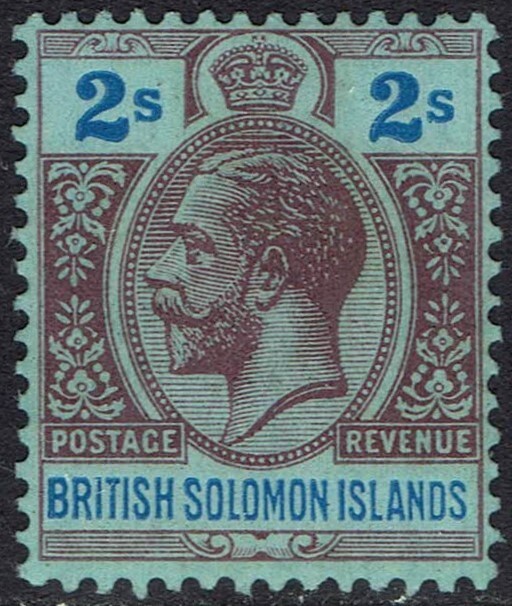 BRITISH SOLOMON ISLANDS 1922 KGV 2/- WMK MULTI SCRIPT CA