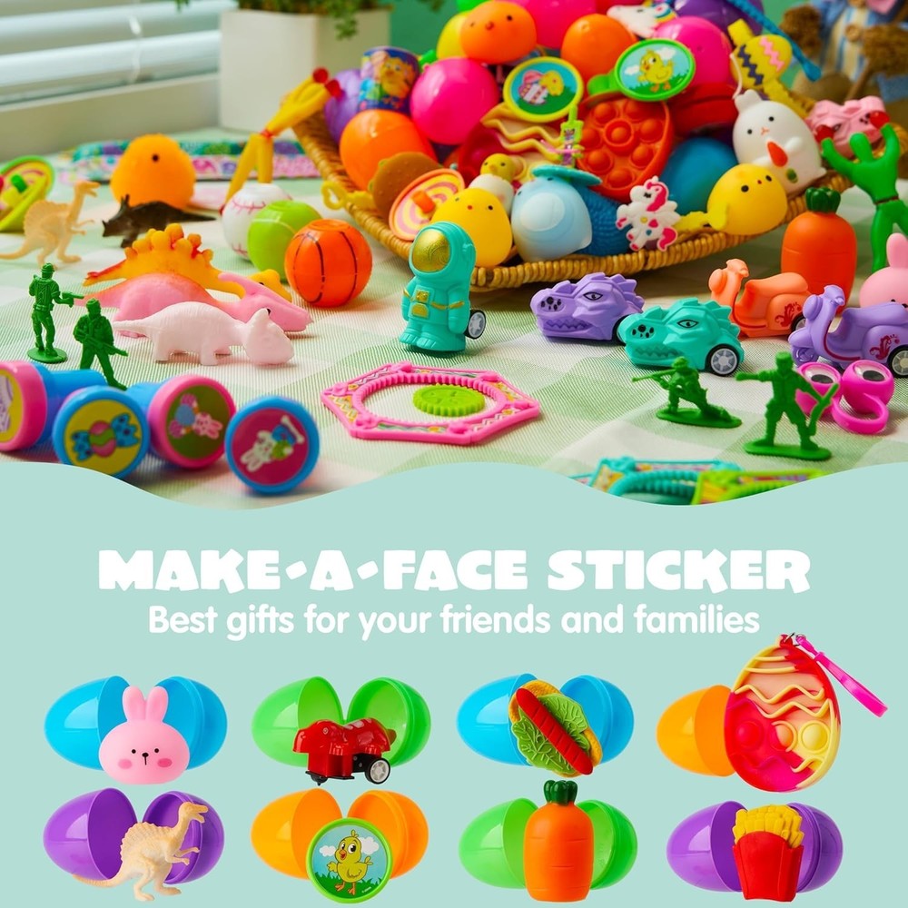Assorted Toy-Filled Easter Egg Shells - 100 Pcs