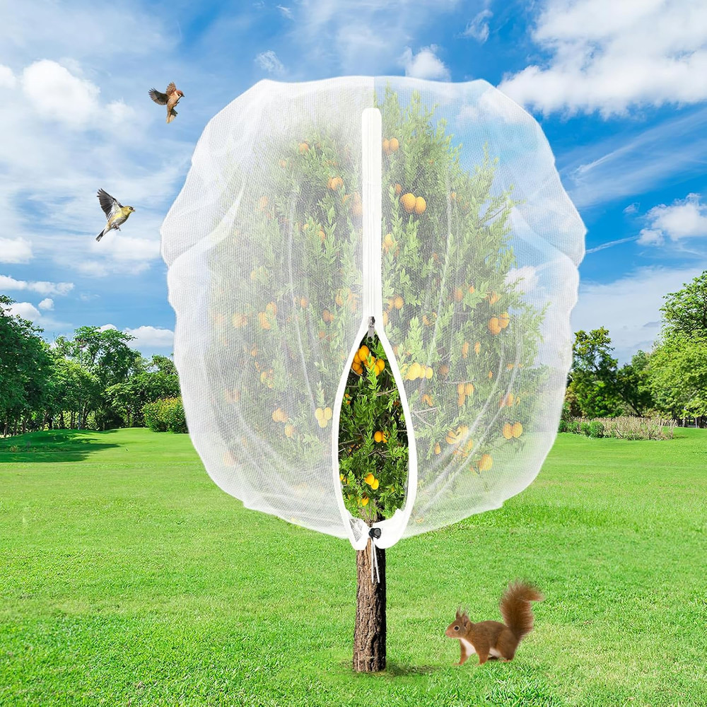 Easy Installation Fruit Tree Netting with Zipper & Drawstring - 6.2X6.2Ft Ultra