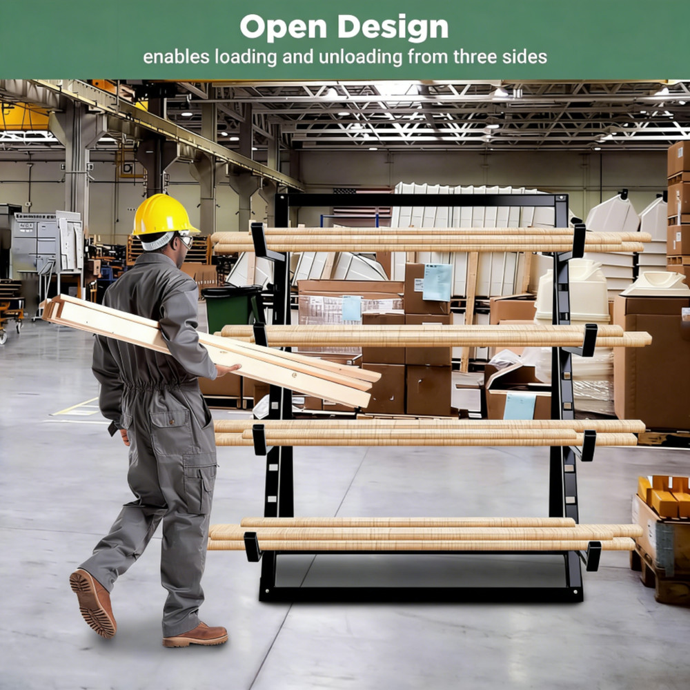 2000LBS 4-Tier Floor Standing Horizontal Storage Rack for Lumber/Pipe Adjustable