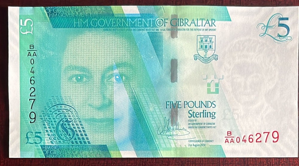 Gibraltar Ref QE022 : 5 Pounds Banknote - 2020