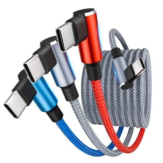 USB C Splitter Multi Charging Cable, Right Angle USB C 1Pack5FT Blue_Grey_Red