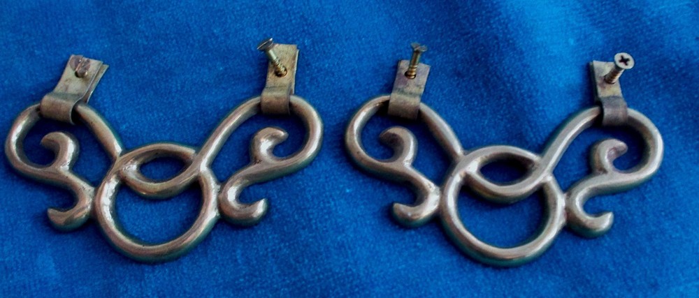2 Vintage Solid Brass Hardware Hinged Drawer Pulls 2.6 ounces