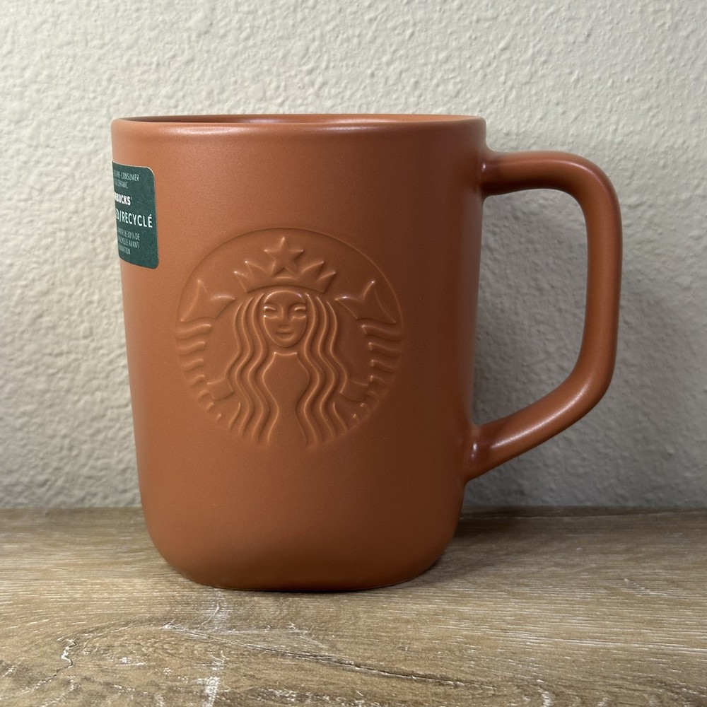 Starbucks Terracotta Triangular Bottom Recycled Ceramic Mug Brick Or Purple