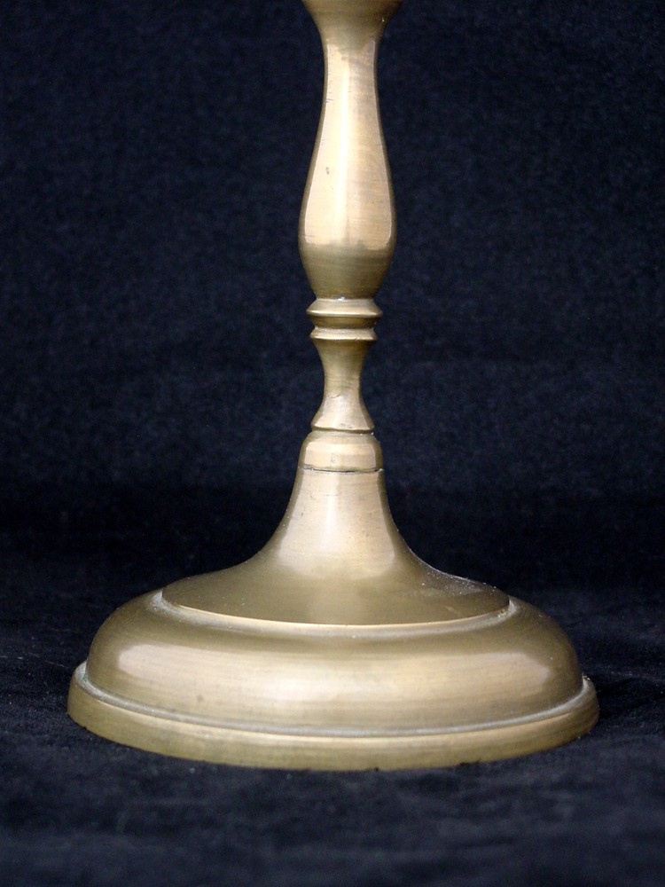 Antique Solid Brass Shabbat Three-Candle Candelabra with Dog Design - Superb!!