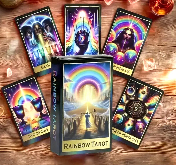 Rainbow Tarot Cards with PDF Guidebook 78 Card Deck Metaphysical Fortune NEW