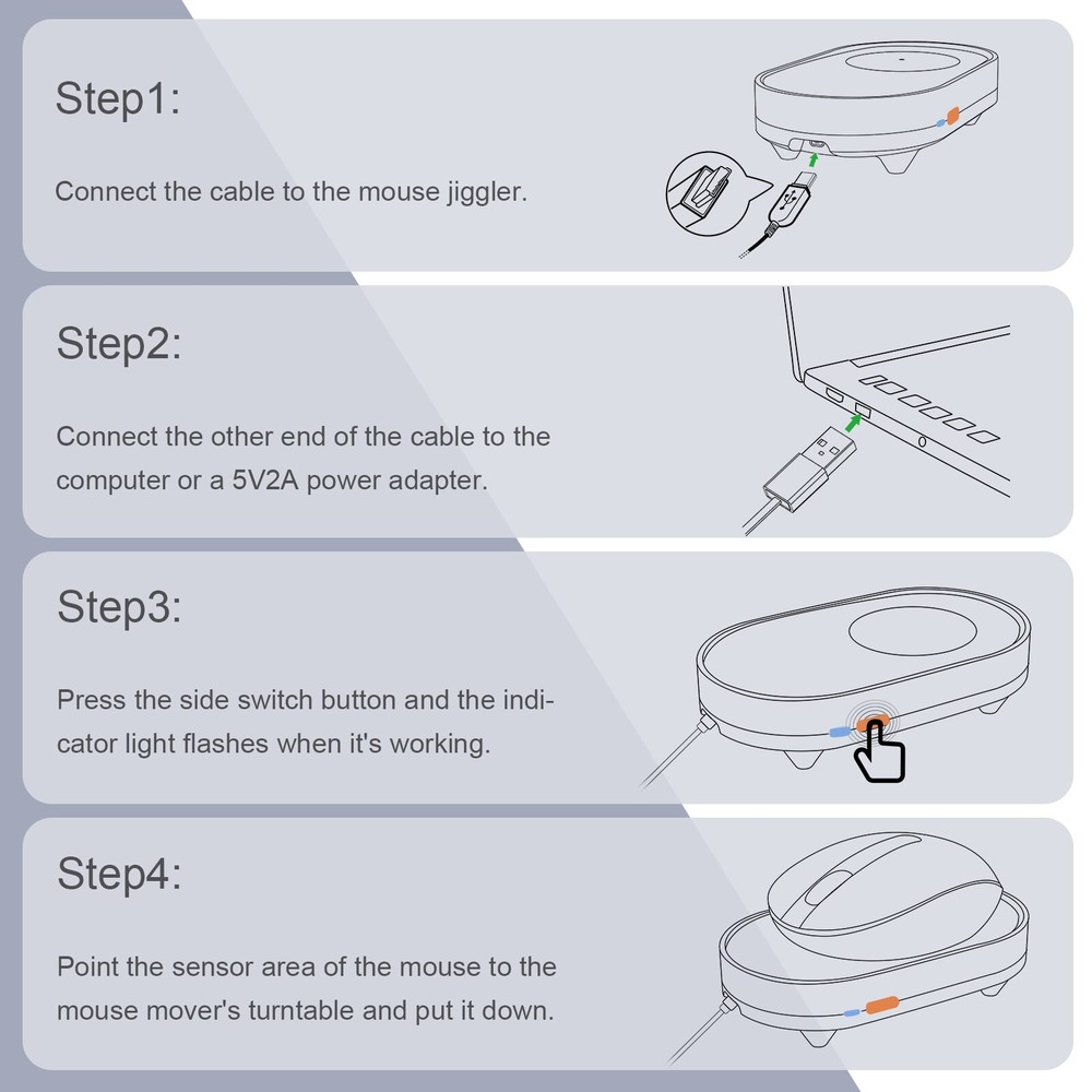 Mouse Jiggler Mouse Mover Mouse Movement Simulator with ON/OFF Switch