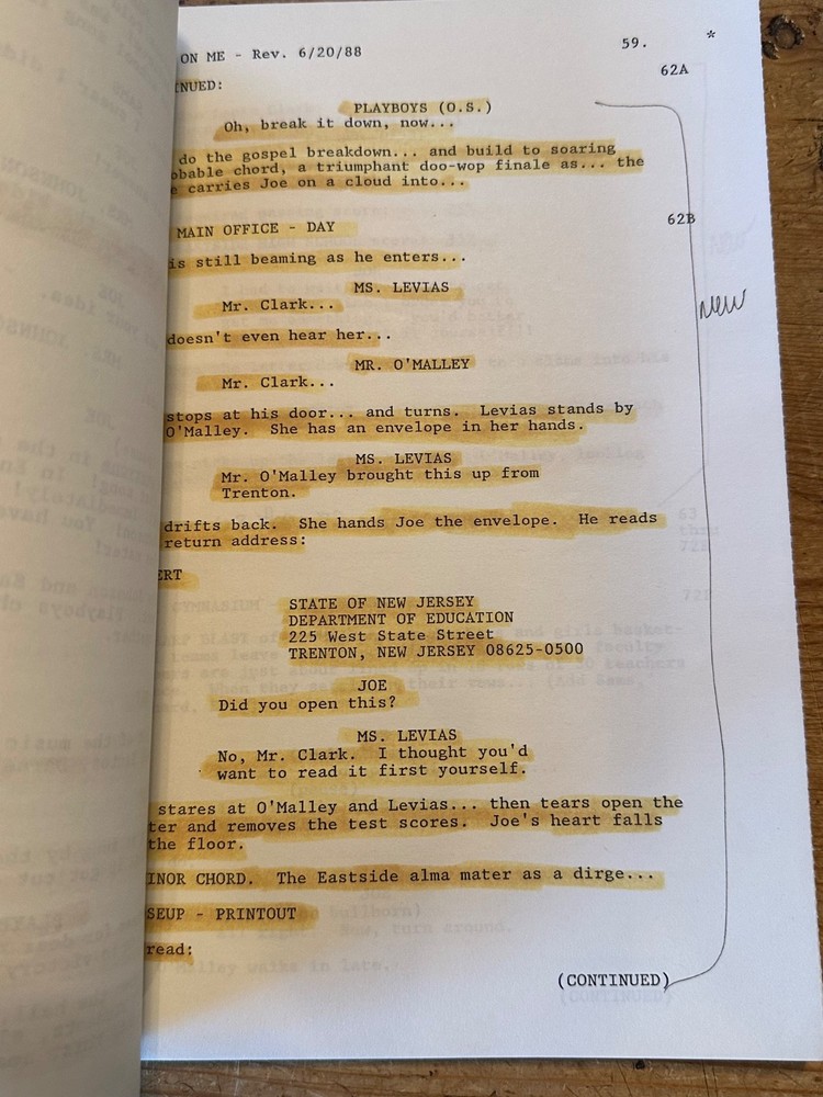 LEAN ON ME MOVIE ORIGINAL SCREENPLAY SCRIPT MORGAN FREEMAN