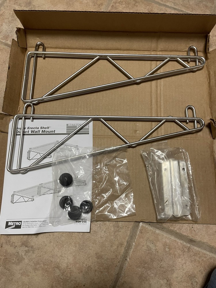 2-Pk Metro Super Erecta S/S Single Wall Mount Bracket 14”